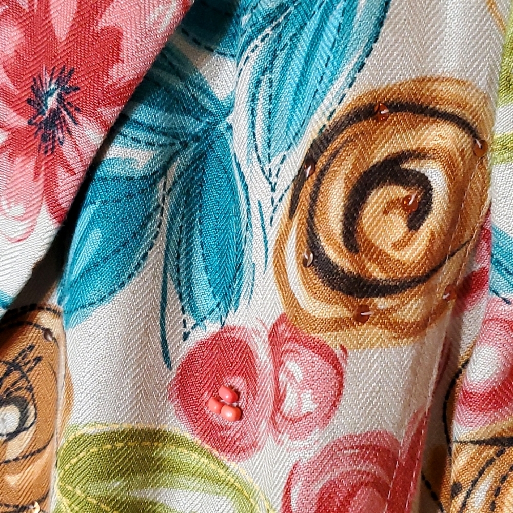 Floral Blazer Bead Detail Buttons & Tie Front Sz10 - Picture 3 of 10